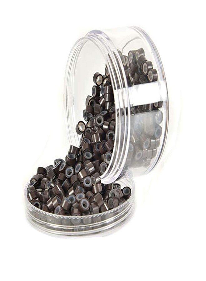 G4 VISION 5mm 500 Micro Silicone Lined Nano Link Rings Crimp Beads Hair Extension Tools Invisible (Dark Brown) - Image 1