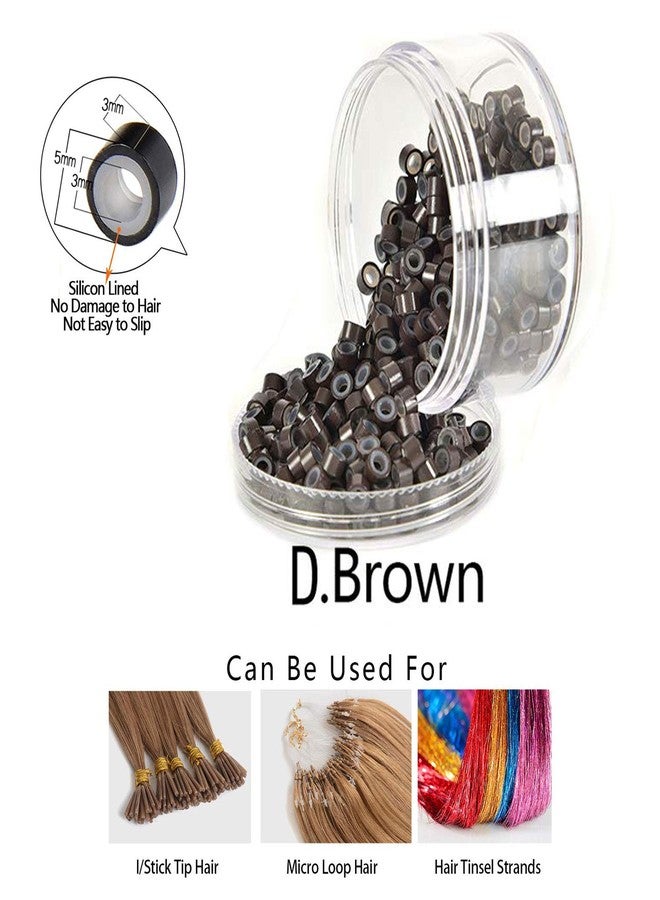 G4 VISION 5mm 500 Micro Silicone Lined Nano Link Rings Crimp Beads Hair Extension Tools Invisible (Dark Brown) - Image 2