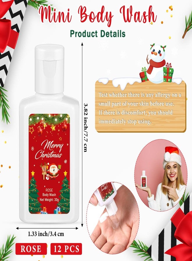 Sacubee 12 Pcs Christmas Gifts Bulk Daily Moisturizing Body Wash Mini Body Wash Travel Size 1oz Skin Cleanser Shower Gel Moisture Thank You Gifts for Christmas Wedding Party Bridal Shower Favors - Image 2