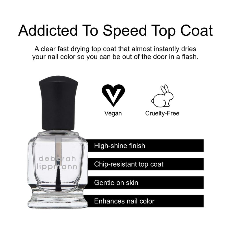 Deborah Lippmann Ultra Quick-Dry Top Coat, Clear | Protects Nail Polish Color, Long-Lasting High Shine | Fast Drying Finish for Manicure | Addicted To Speed, 0.5 Fl Oz - Image 3