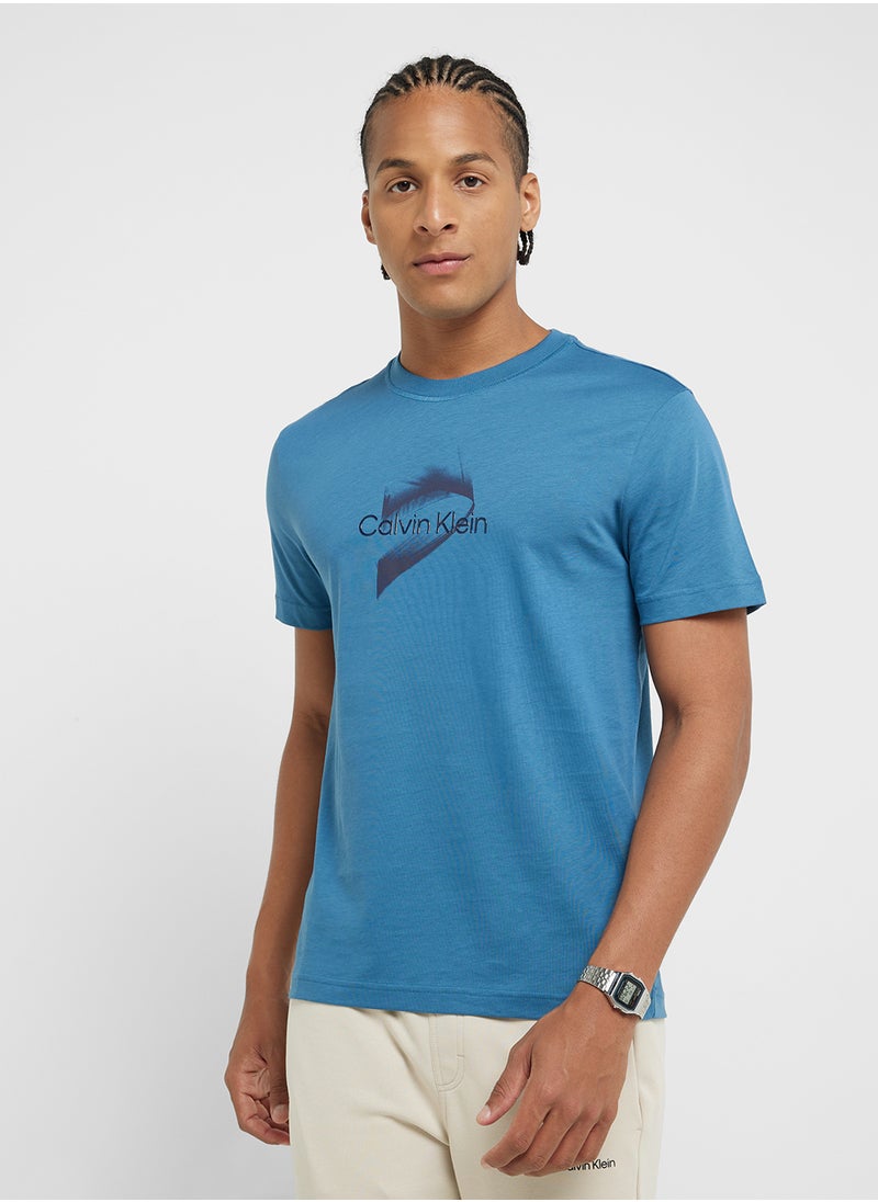 CALVIN KLEIN - Logo Print Crew Neck T-Shirt - Image 1