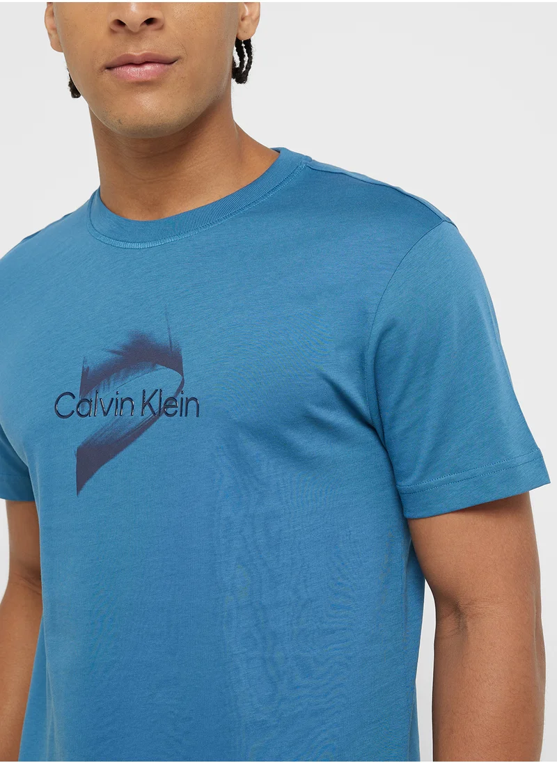 CALVIN KLEIN Logo Print Crew Neck T-Shirt