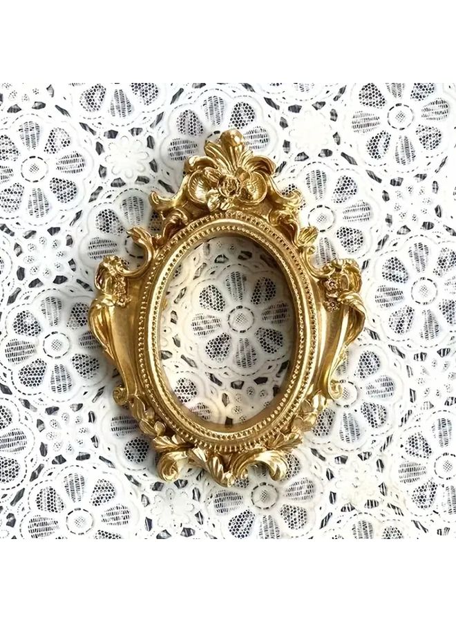 1pc Golden Small Photo Frame And 1pc Black Decorative Frame Vintage European Miniature Oval Tabletop Picture Frame With Painted Slant Back Design For Single Photo Display Home Office Decor Wedding Party - Image 5
