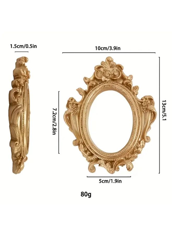 1pc Golden Small Photo Frame And 1pc Black Decorative Frame Vintage European Miniature Oval Tabletop Picture Frame With Painted Slant Back Design For Single Photo Display Home Office Decor Wedding Party - Image 3