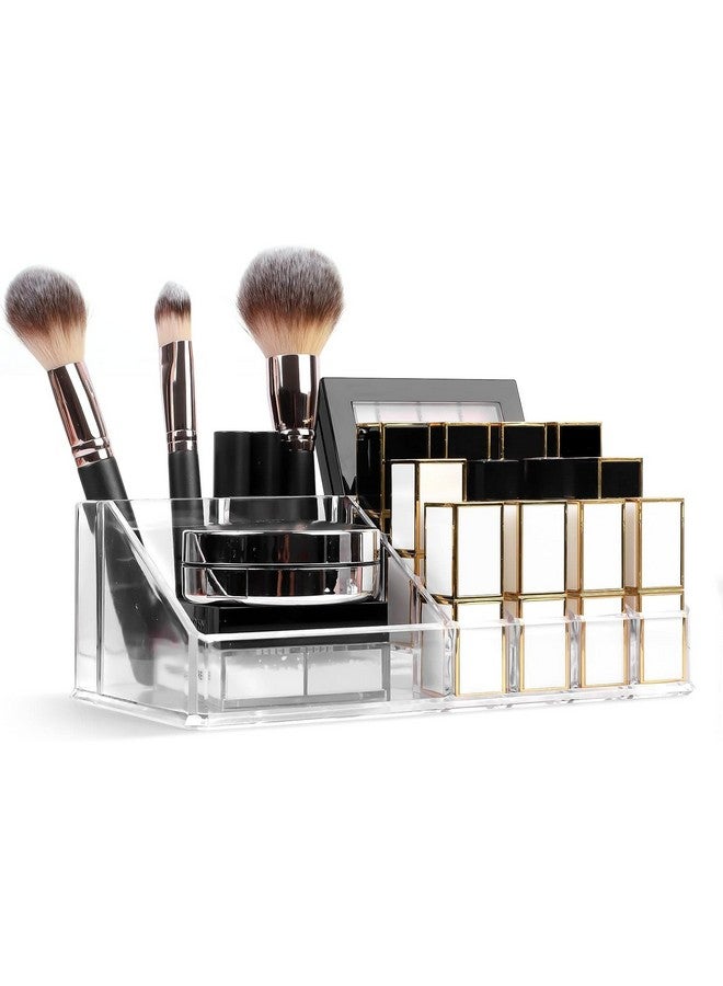 GALV lipstick organizer Acrylic Cosmetic Organizer Display Stand - Makeup Brushes-Lipstick-Pencil-Hair Combs and Jewelry Storage Holder for Home claer (16 Section) - Image 1