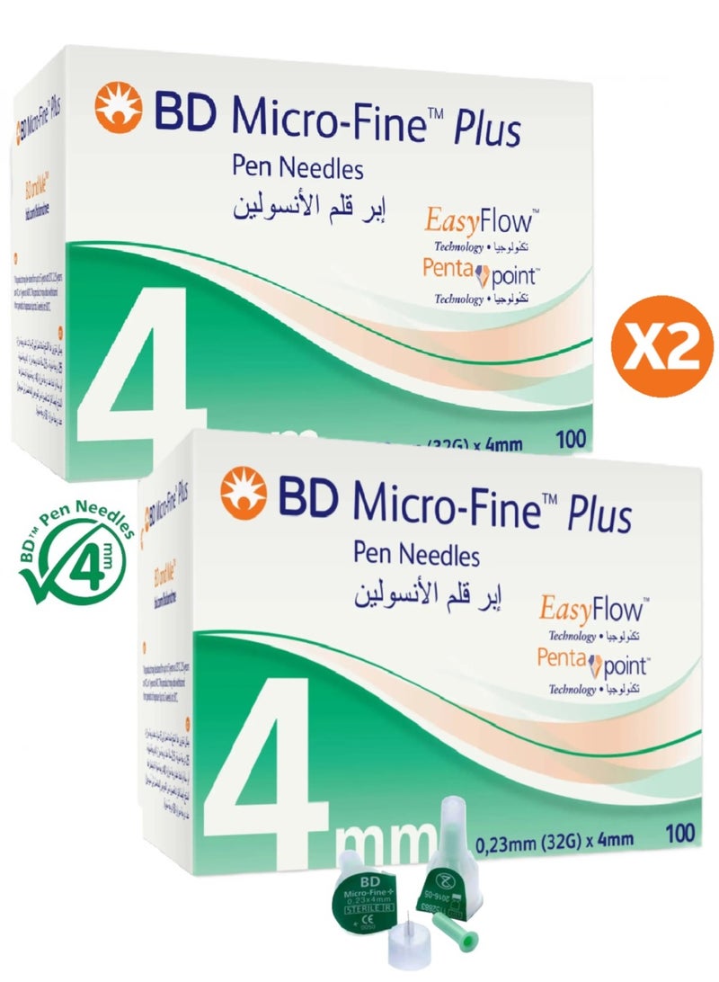 BD Micro-Fine Plus Insulin Pen Needle 32G X 4Mm 100's (2 Pack) - Image 1