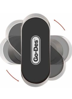 GO-DES حامل هاتف محمول صغير من Go-Des GD-HD708، حامل هاتف مغناطيسي للسيارة، حامل هاتف محمول عالمي للسيارة قابل للتعديل 360 درجة لهاتف iPhone أسود-رمادي (النوع B)  - Image 2
