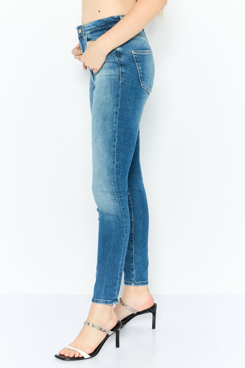 VERO MODA Women Skinny Fit 32 Inseam Washed Stretchable Jeans, Blue - Image 3