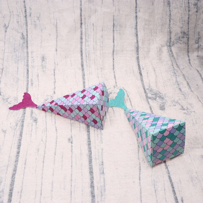 10pcs Wedding Mermaid Candy Box Birthday Party Decorations Supplies Triangle Paper and - Image 3