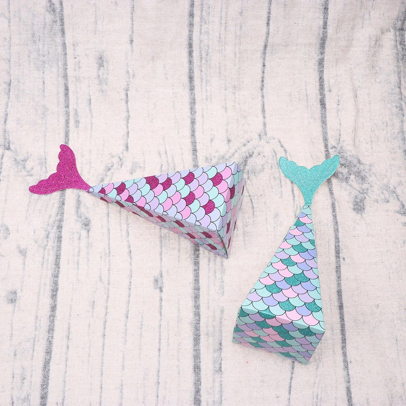 10pcs Wedding Mermaid Candy Box Birthday Party Decorations Supplies Triangle Paper and - Image 5