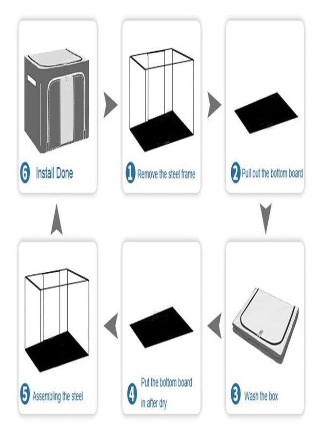 PRIVERA Storage Box for Clothes, Foldable Wardrobe Storage Organizer Bag, Saree Covers Bags, Steel Frame Storage Box Saree, Living Box, 66 Liters Storage Bag - Image 3