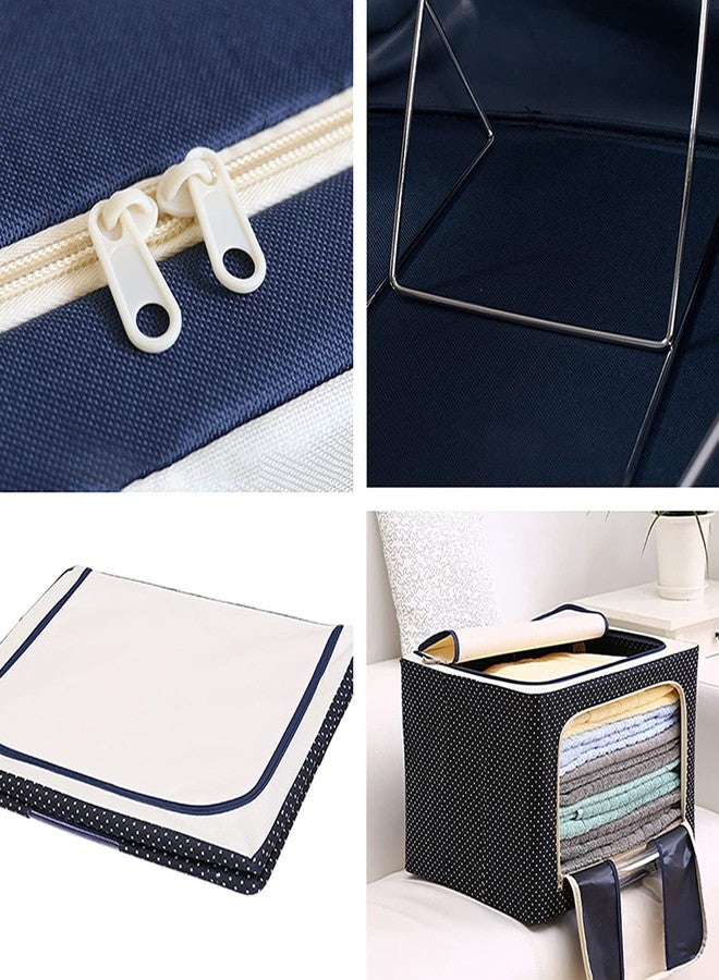 PRIVERA Storage Box for Clothes, Foldable Wardrobe Storage Organizer Bag, Saree Covers Bags, Steel Frame Storage Box Saree, Living Box, 66 Liters Storage Bag - Image 4