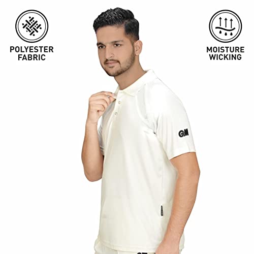 GM 7205 Half Sleeve Cricket T-Shirt Size-Large (White/Navy) - Image 2