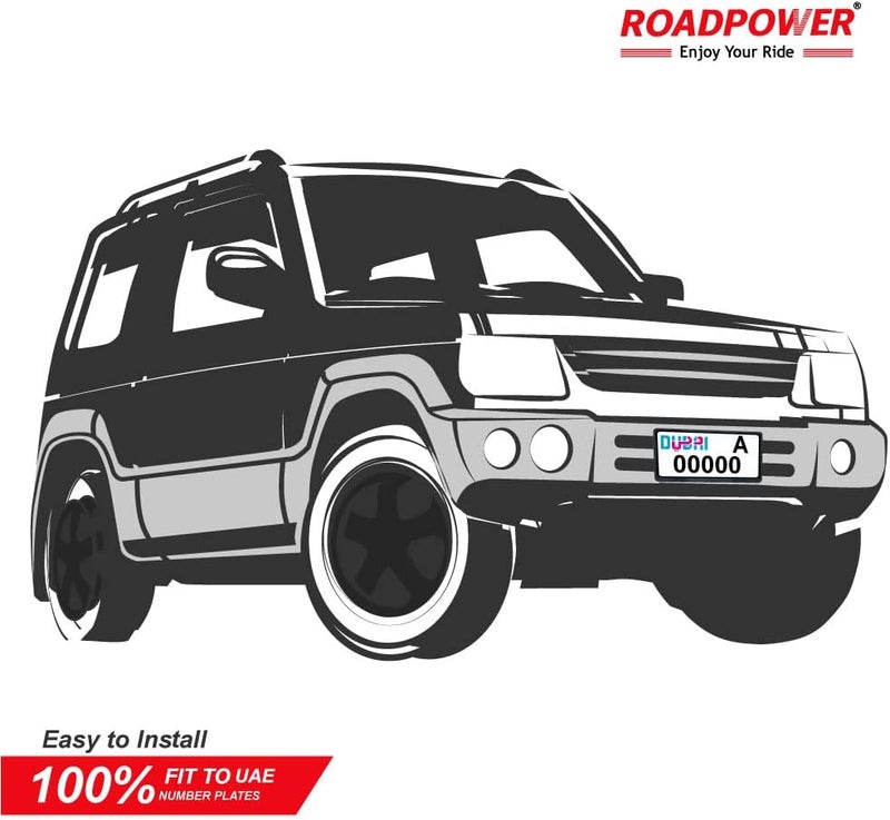 رود باور حامل أرقام لوحات السي��رات من RoadPower، لون أسود، صغير الحجم - عبوة تحتوي على 2 قطعة، مخصص لدبي فقط - Image 5