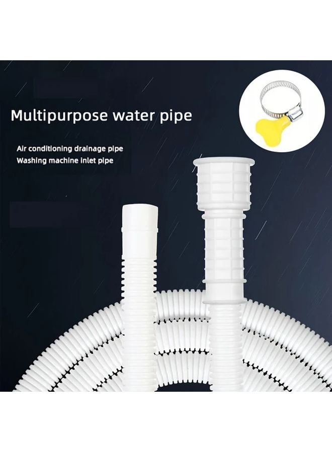 78.74 Inch Multi Purpose PVC Water Pipe Corrugated Flexible Durable Drainage Inlet Pipe for Washing Machine AC Faucet Household Plumbing - Image 2
