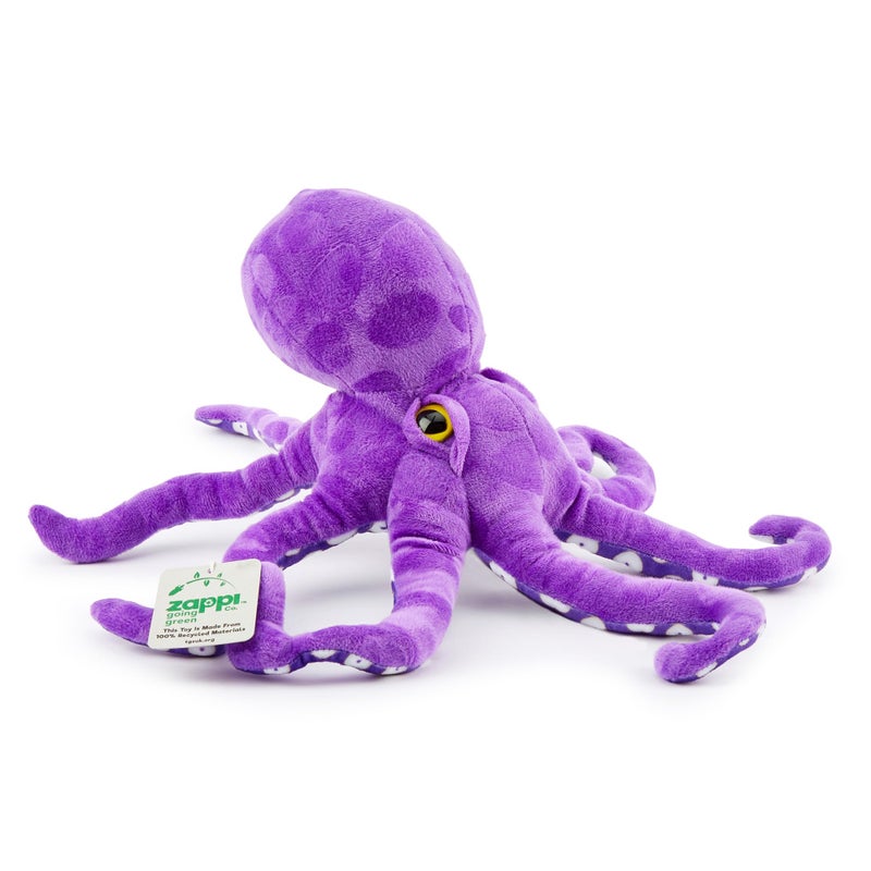 Zappi Co 100% Recycled Purple Octopus Plush Toy (35cm Long) Soft, Fluffy, Eco-Friendly, Animal Collection for Newborns First Child - Image 1