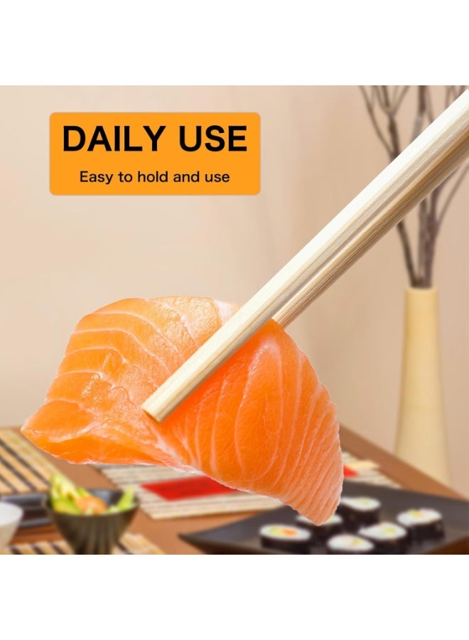 Reusable Wooden Dining Chopsticks, Floral Pattern, Natural Wood, 10 Pairs - Image 2