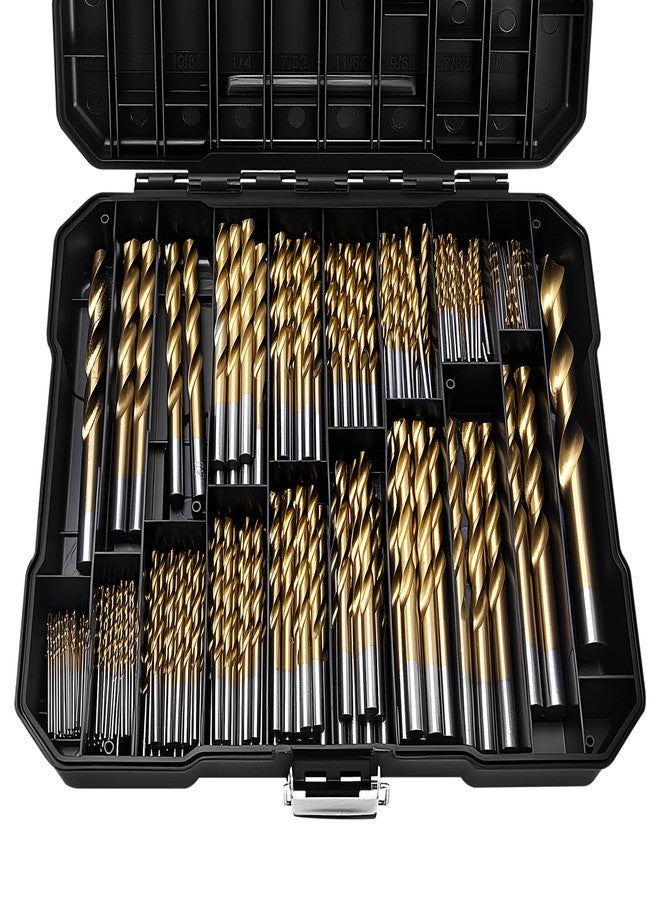 GDLIN 230 Pcs Titanium Twist Drill Bit Set for Metal and Wood,Coated HSS Conventional 118 Deg Tip Titanium Drill Bit Kit Set, Drill Bits Kit with Storage Case - Image 1