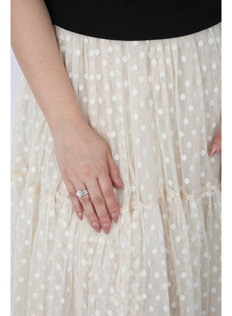 Elegant Two-piece set, black blouse and white tulle skirt