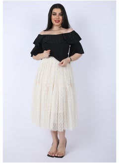 FULL JOY Elegant Two-piece set, black blouse and white tulle skirt  - Image 3