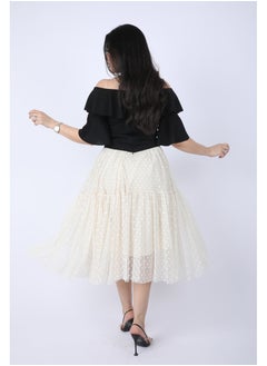 FULL JOY Elegant Two-piece set, black blouse and white tulle skirt  - Image 5