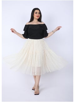 FULL JOY Elegant Two-piece set, black blouse and white tulle skirt  - Image 2