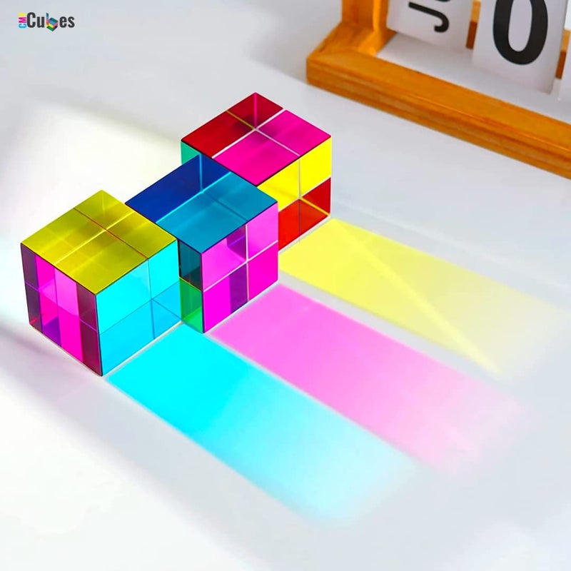 CMY Cubes Original (50mm) - Cyan, Magenta & Yellow Cube - Optical Color Cube - Teaches Subtractive Color Mixing for Ages 15+, Educational, Scientific, Physics & Kinetic Art Desk Object, STEAM - Image 2