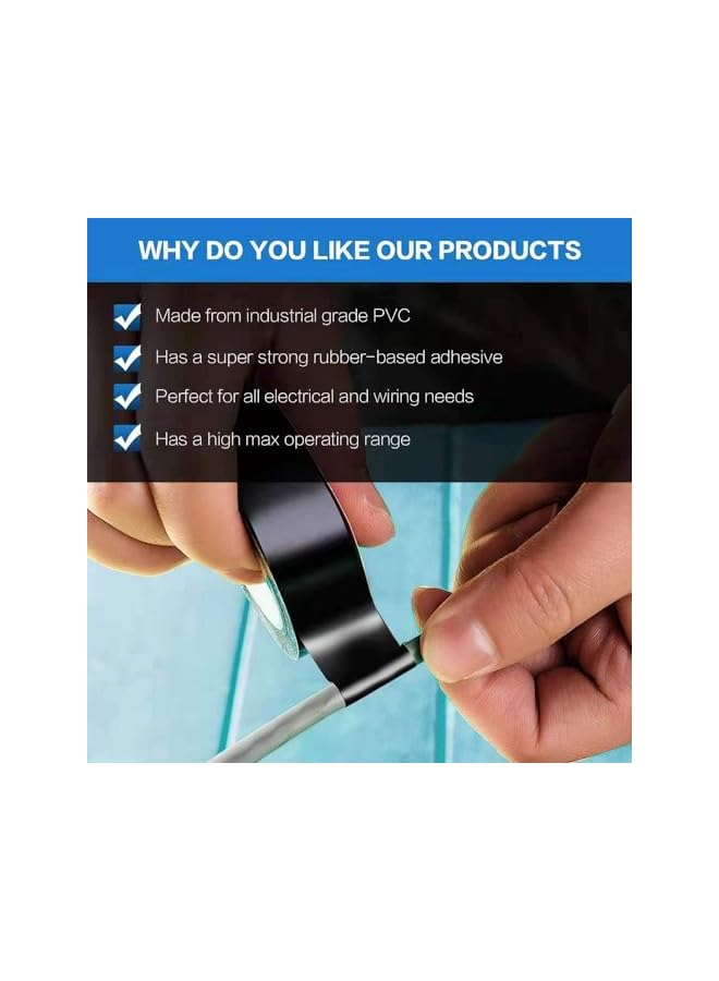 PROMASS promass Black Electrical Tape Waterproof,Pro Grade Black Electrical Tape Jumbo Roll, Industrial Grade UL/CSA Listed High Temp Electrical Tape Electric Super Vinyl,1.7mm x 20m x10 Rolls  - Image 5