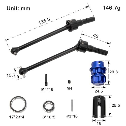 MEUS RACING مجموعة عمود القيادة الأمامي والخلفي MEUS RACING 110 RC من الفولاذ CVD 8654 7758 8950X 8951 لترقيات Traxxas Maxx Slash - Image 5