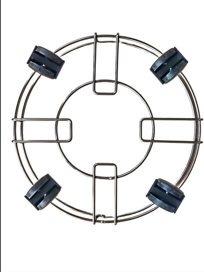 BIRDWING 2 Pic Heavy Stainless Steel Gas Cylinder Trolley with Wheel |Lpg Cylinder Stand Gas Cylinder Trolley |LPG Gas Cylinder Trolley with 4 Black Prime Wheels, 2 Piece - Image 4