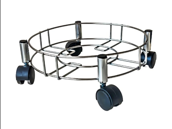 BIRDWING 2 Pic Heavy Stainless Steel Gas Cylinder Trolley with Wheel |Lpg Cylinder Stand Gas Cylinder Trolley |LPG Gas Cylinder Trolley with 4 Black Prime Wheels, 2 Piece - Image 2