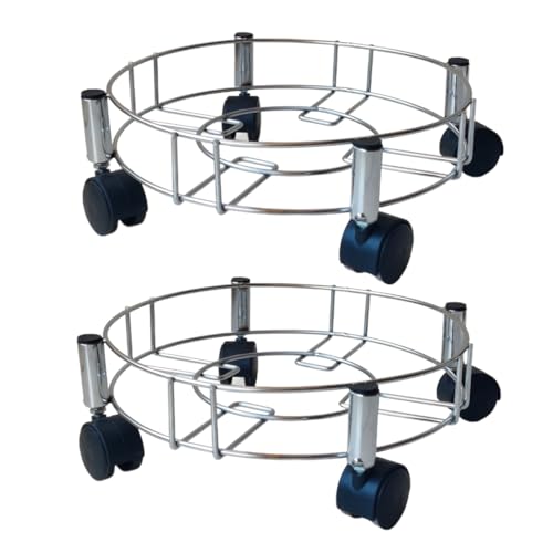 BIRDWING 2 Pic Heavy Stainless Steel Gas Cylinder Trolley with Wheel |Lpg Cylinder Stand Gas Cylinder Trolley |LPG Gas Cylinder Trolley with 4 Black Prime Wheels, 2 Piece - Image 1
