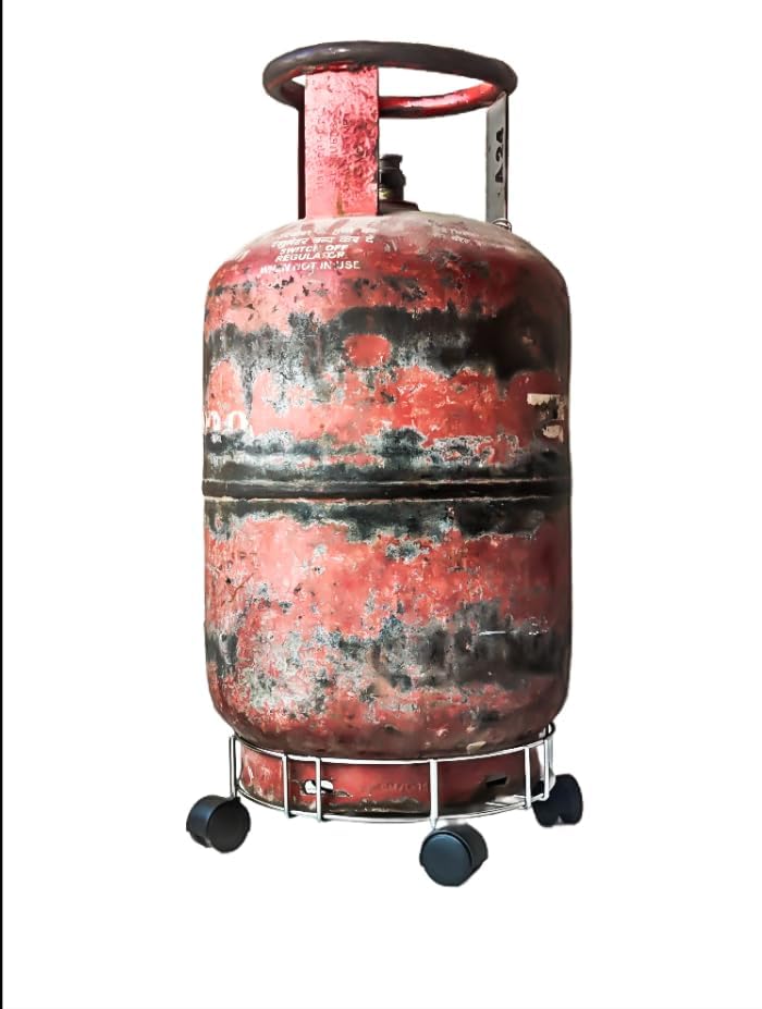 BIRDWING 2 Pic Heavy Stainless Steel Gas Cylinder Trolley with Wheel |Lpg Cylinder Stand Gas Cylinder Trolley |LPG Gas Cylinder Trolley with 4 Black Prime Wheels, 2 Piece - Image 5