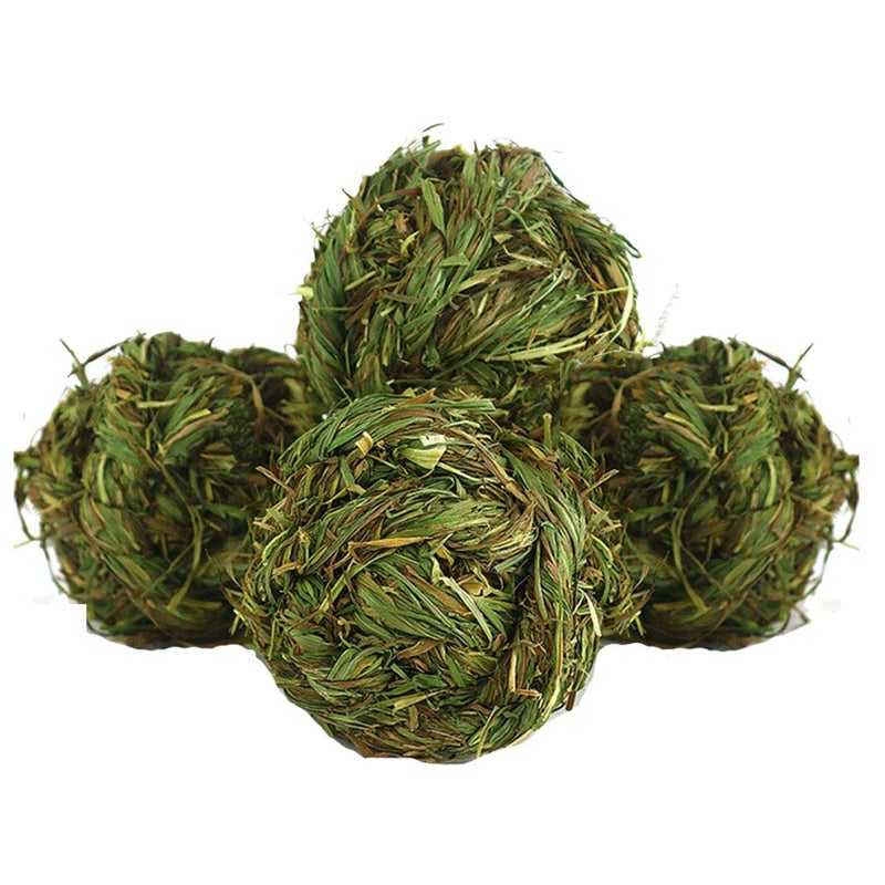 Hamiledyi Bunny Grass Toy 4 Pcs Natural Timothy Grass Small Animal Activity Play Chew Ball for Rabbits Hamster Guinea Pigs Gerbils - Image 2