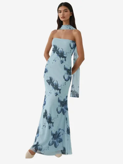 HICCUP Strapless Flowering Bodycon Maxi Dress