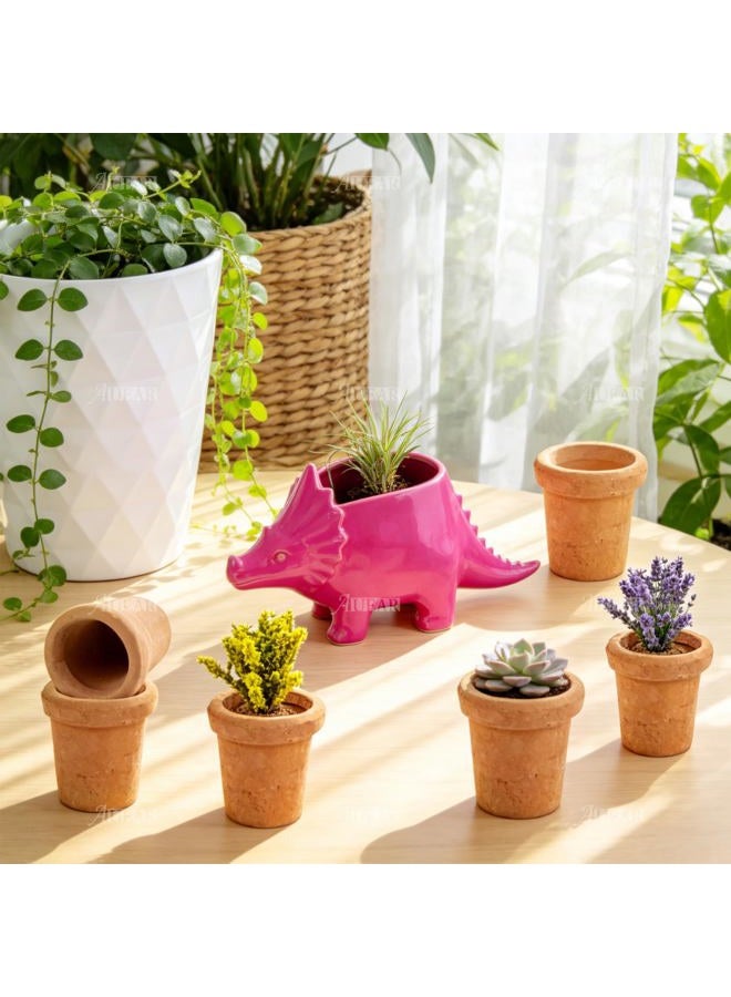 AUEAR , 8 Pack Fairy Garden Mini Clay Pots Ceramic Pottery Planter Cactus Flower Succulent Pot for 1:12 Scale - Image 5