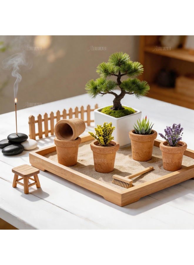AUEAR , 8 Pack Fairy Garden Mini Clay Pots Ceramic Pottery Planter Cactus Flower Succulent Pot for 1:12 Scale - Image 3