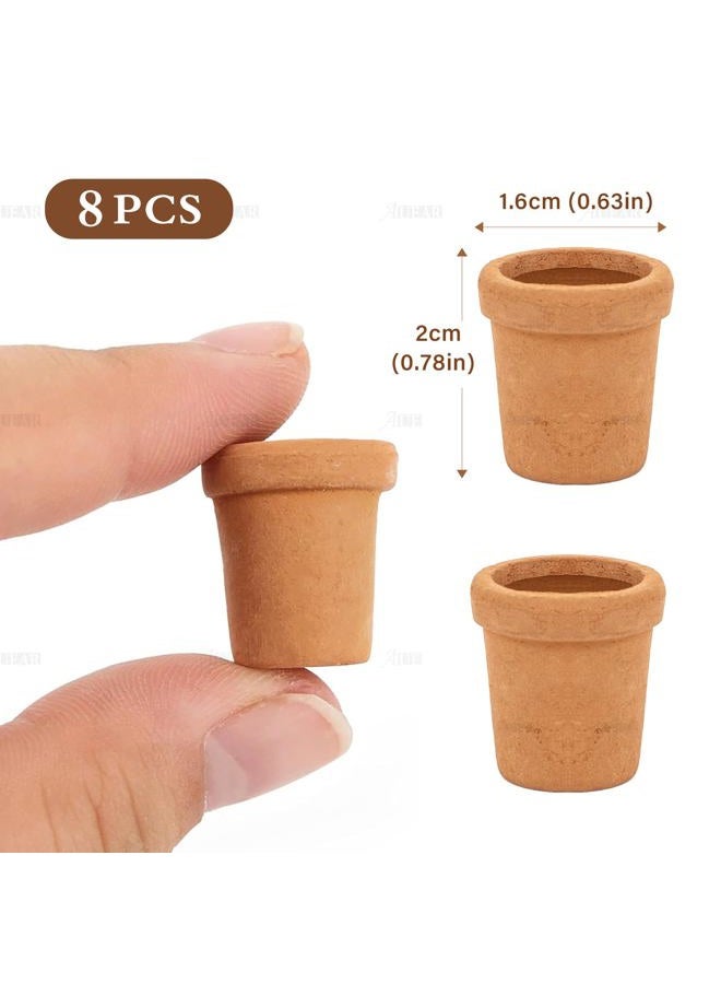 AUEAR , 8 Pack Fairy Garden Mini Clay Pots Ceramic Pottery Planter Cactus Flower Succulent Pot for 1:12 Scale - Image 2