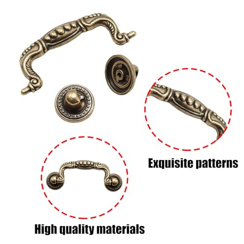 Adyoney 8 Pcs 3 Inch P02 Drop Drawer Handles Antique Brass(Gold) Cabinet Handle Drawer Pulls, with Mounting Screws, for Furniture Cupboard Wardrobe Kitchen Door - Image 4