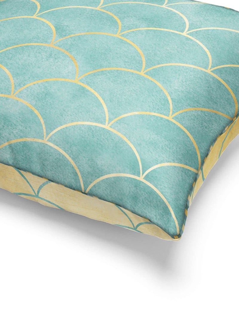 BIANCA Designer Reversible Printed Silk Linen Cushion Covers -1pc 16 X16 size (suzane) | Silk-Linen Luxury Cushion Cover | With contrast Front & Back Digital print - Hidden Zipper geometric-beige/mint - Image 4