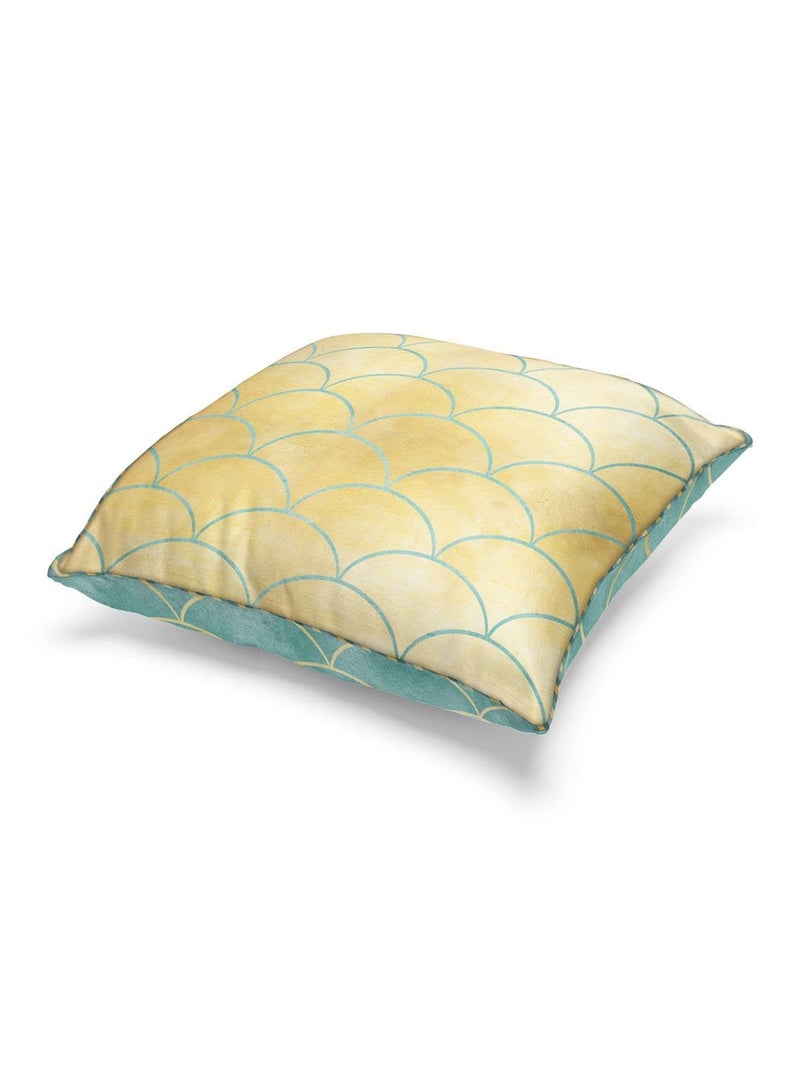 BIANCA Designer Reversible Printed Silk Linen Cushion Covers -1pc 16 X16 size (suzane) | Silk-Linen Luxury Cushion Cover | With contrast Front & Back Digital print - Hidden Zipper geometric-beige/mint - Image 3