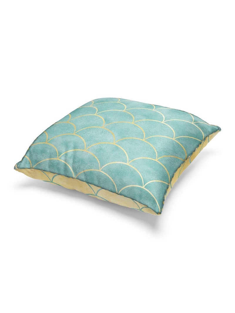BIANCA Designer Reversible Printed Silk Linen Cushion Covers -1pc 16 X16 size (suzane) | Silk-Linen Luxury Cushion Cover | With contrast Front & Back Digital print - Hidden Zipper geometric-beige/mint - Image 2