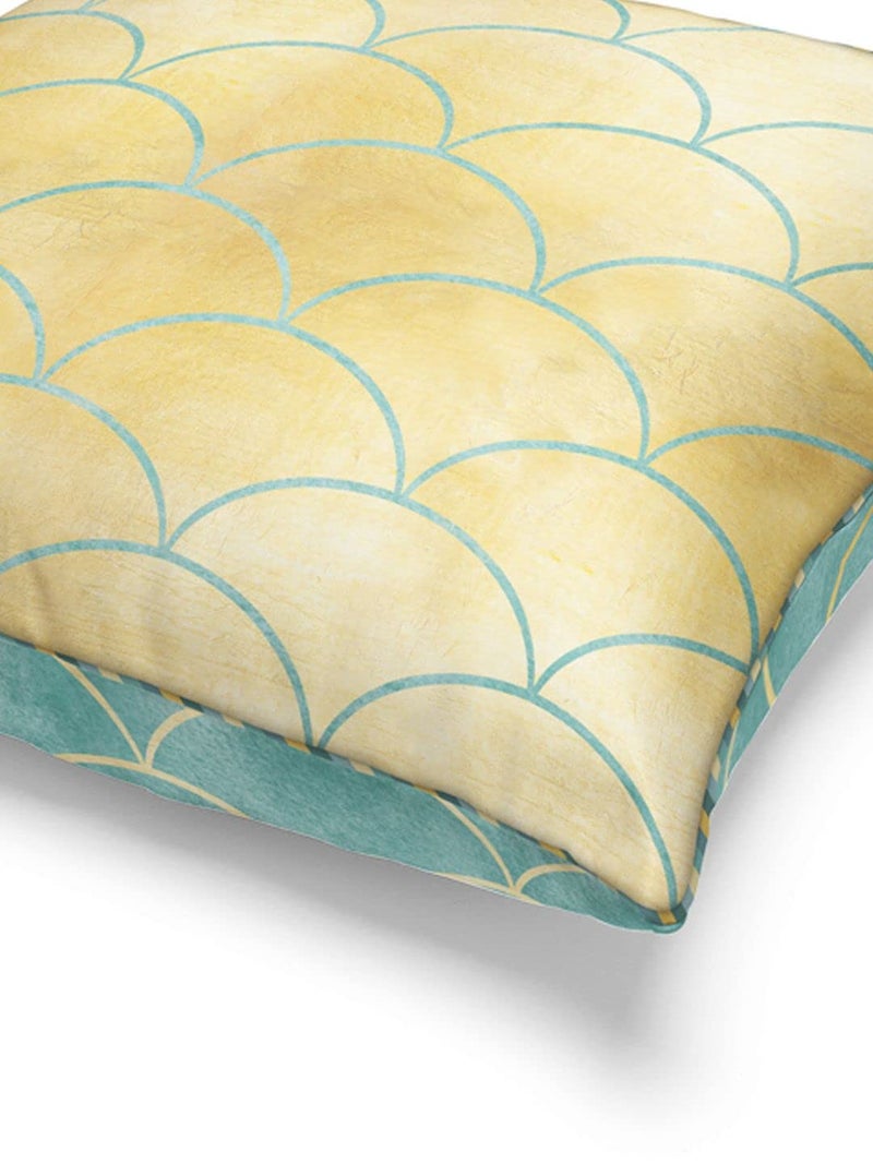 BIANCA Designer Reversible Printed Silk Linen Cushion Covers -1pc 16 X16 size (suzane) | Silk-Linen Luxury Cushion Cover | With contrast Front & Back Digital print - Hidden Zipper geometric-beige/mint - Image 5