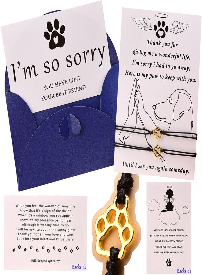 OOW Pet Memorial Gifts for Loss of Dog, Gold Paw Print Bracelets (2 Pack) for Beloved Cat, Loss of Dog Sympathy Gift, Thoughtful Dogs Remembrance, Bereavement Gifts - Image 1