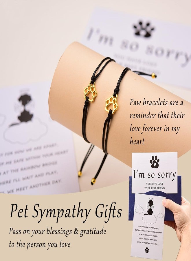 OOW Pet Memorial Gifts for Loss of Dog, Gold Paw Print Bracelets (2 Pack) for Beloved Cat, Loss of Dog Sympathy Gift, Thoughtful Dogs Remembrance, Bereavement Gifts - Image 3