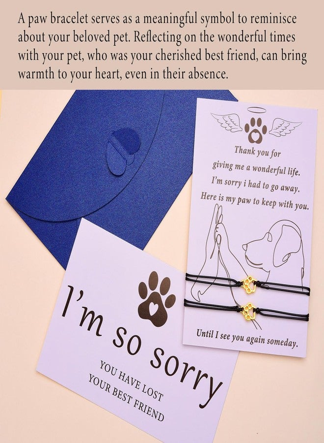 OOW Pet Memorial Gifts for Loss of Dog, Gold Paw Print Bracelets (2 Pack) for Beloved Cat, Loss of Dog Sympathy Gift, Thoughtful Dogs Remembrance, Bereavement Gifts - Image 4