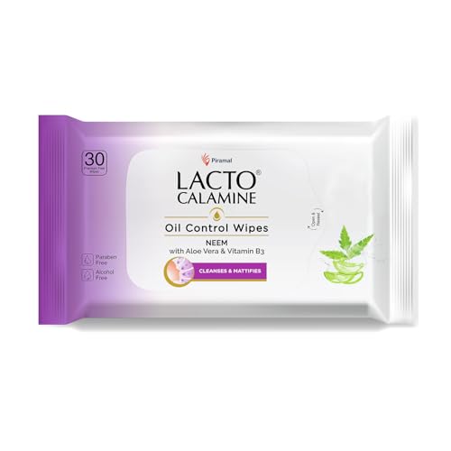 Lacto Calamine Oil Control Face Wipes 30N each- Pack of 1 | Makeup Remover Wipes | Wet Tissue for Face With Neem, Aloe Vera & Niacinamide | Wet Wipes for Women & Men | Pararben & Alcohol Free - Image 1