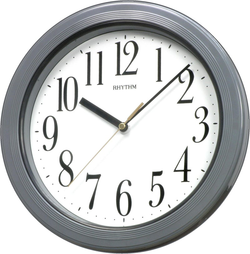 RHYTHM (Japan Plastic Round Clock Value Added Wall Clock Vapour Resistant, 3D Numerals, Silent Silky Move Plastic Case Analogue ⌀28x28x5.0cms - Image 1