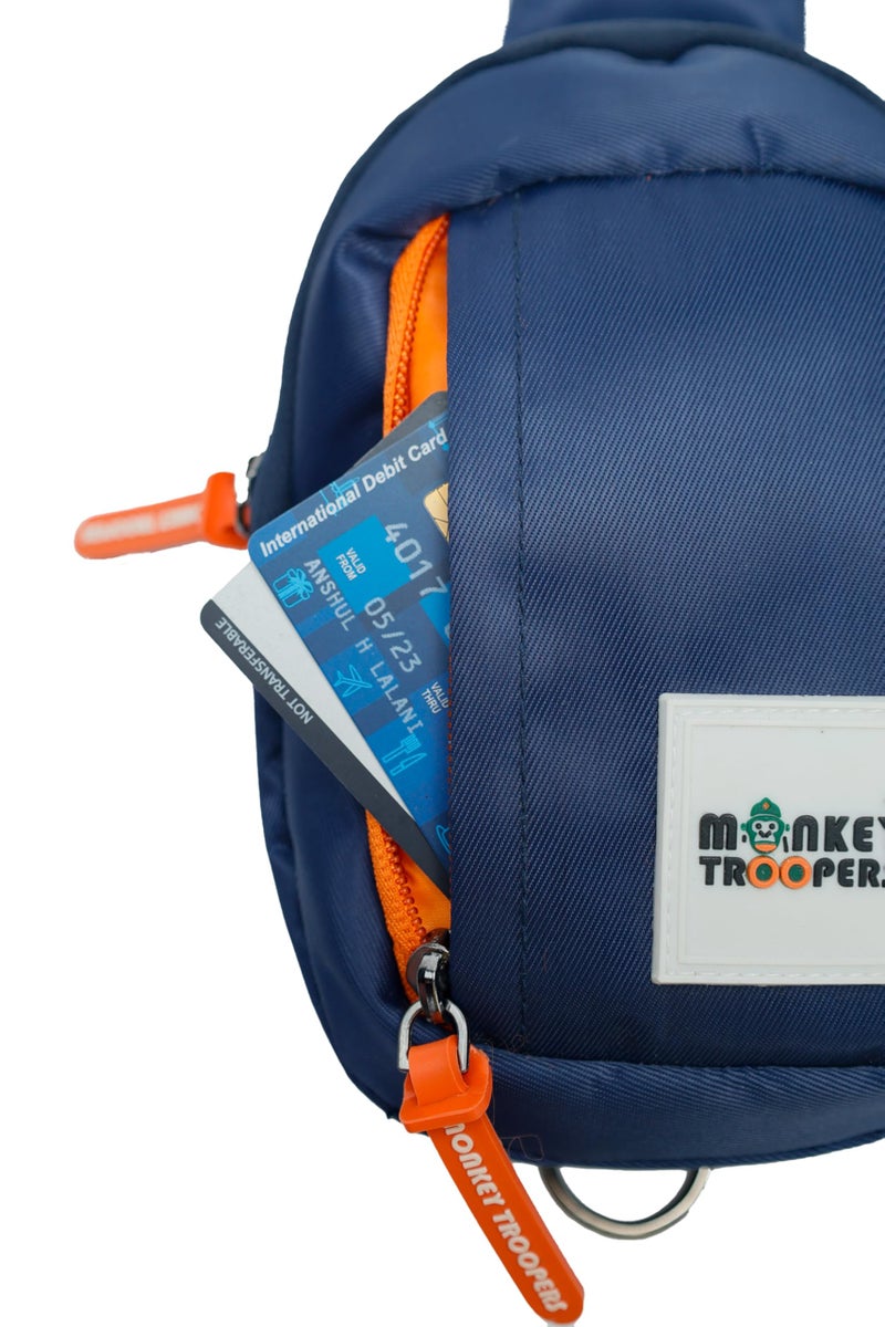 MONKEY TROOPERS Flip Crossbody Chest Bag Fanny Pack Lightweight & Tough, Spacious, Men Women, Water resistant, Quick-Access Pocket, 4L Capacity (Navy Blue) - Image 2