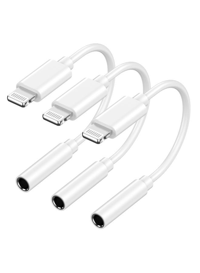 esbeecables [Apple MFi Certified] Apple Lightning to 3.5 mm Headphone Jack Adapter, 3 Pack iPhone to 3.5mm Aux Audio Cable Adapter Converter Cable Dongle Compatible for iPhone 14 13 12 11 Pro Max XS XR X 8 7 iPad - Image 1